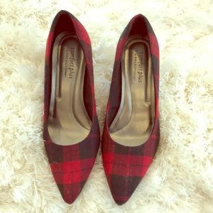 Comfort Plus adorable plaid heels (like new)